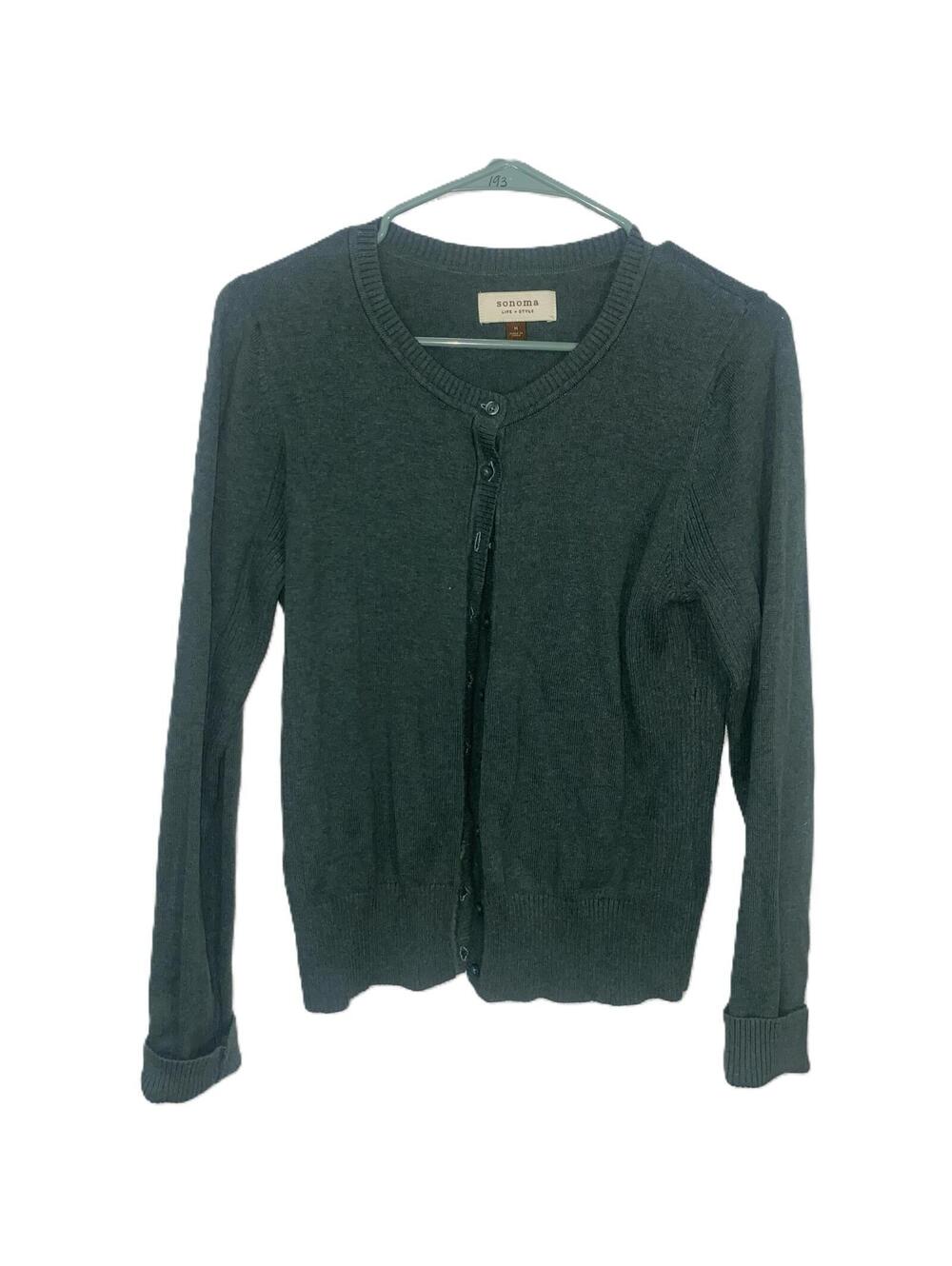 Green Button Cardigan Minimalist Clean Girl Cozy Preppy Knit Sweater Small Cozy